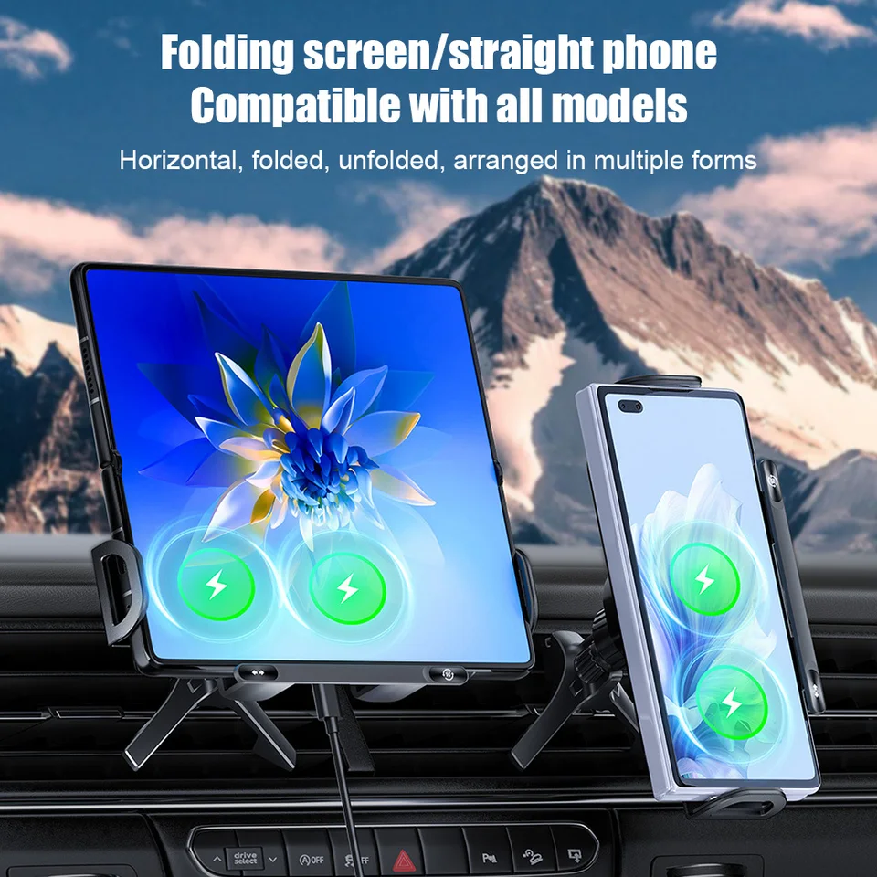 Support De Téléphone à Double Bobine 15 W, Chargeur De Voiture Sans Fil à Fixation Automatique, Support De Téléphone Pour Votre Voiture Pour IPhone, Samsung Flip S25 S24 S23 S22 Ultra