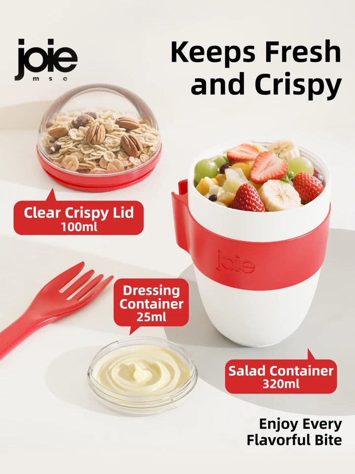 Invero Set Di 4 Tazze Per Yogurt E Cereali Con Coperchio A Vite E Cucchiaio – Contenitori 500 Ml, Trasparenti, Senza BPA, Per Colazione In Viaggio