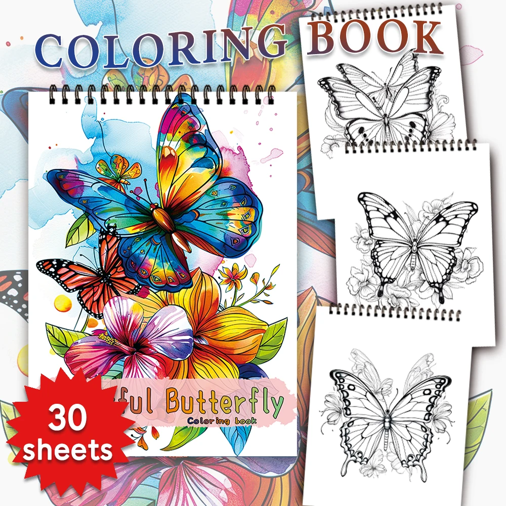 30 Sheets Adult Spiral Colouring Book, 11.2x 8.3 inches 100gsm Thick Paper, Perfect for Back to School Gifts, Halloween Gifts 2