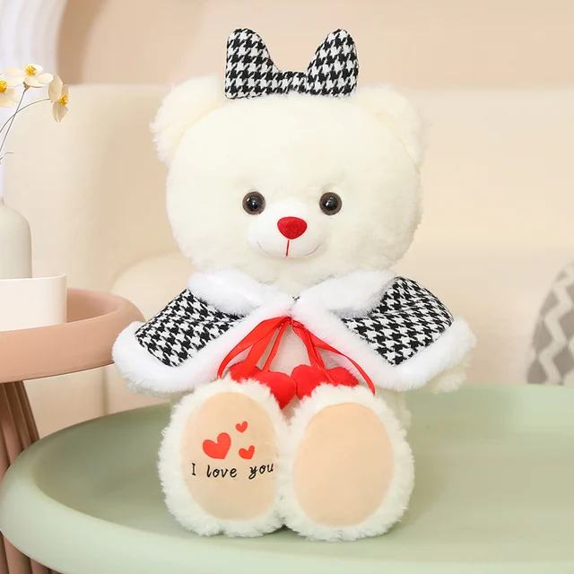 45cm Kawaii Cloak Bow Teddy Bear Plush Toy Stuffed Soft Dressed Up Lovely Bear Pillow Doll Toys for Kids Lovers Valentine Gift