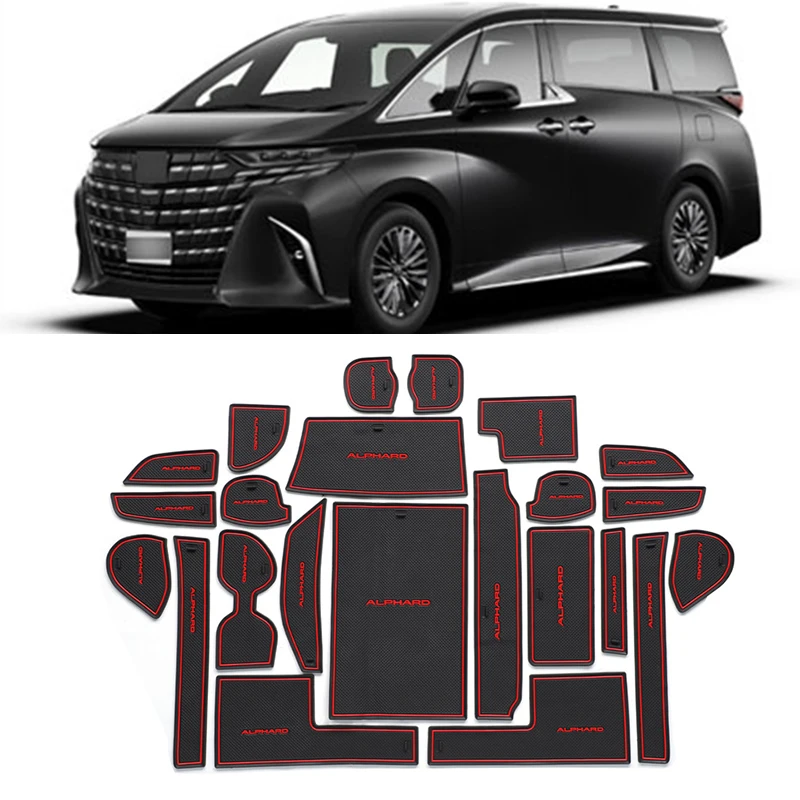 

19 pcs Car rubber anti-slip mat coaster Door Slot Mat Set For Toyota ALPHARD 2024 accessories