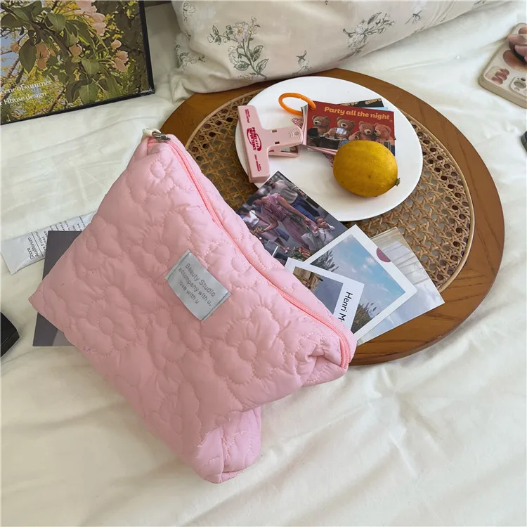 メイクポーチ キルトコットン メイクアップバッグ 2XL 花柄 花柄