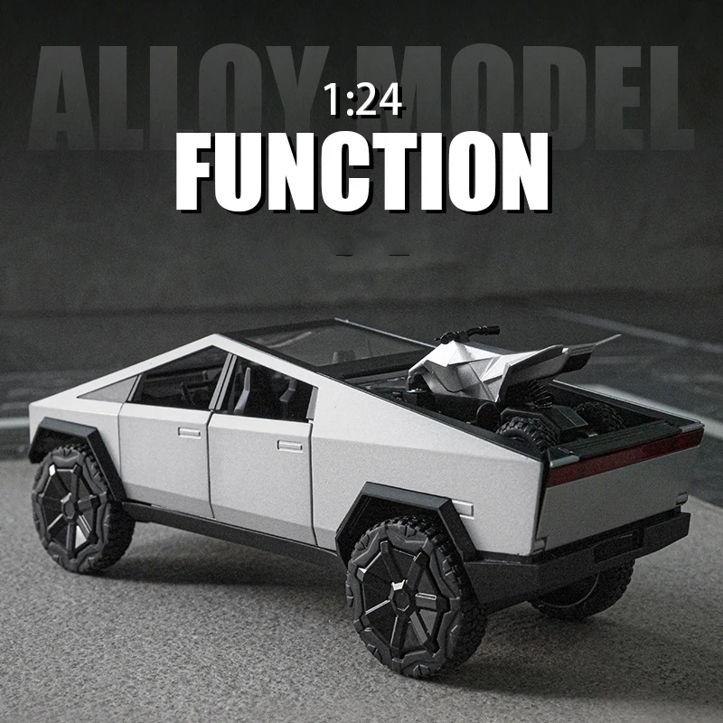 1:24 Cyber toy truck Model Y Model 3 Alloy Car Model Diecast Toy Vehicle Sound and Light Simitation Cars Model Toys Gift 6