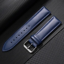 Premium Calfskin Leather Watchband - Soft Universal Replacement Strap - 22mm (Blue)