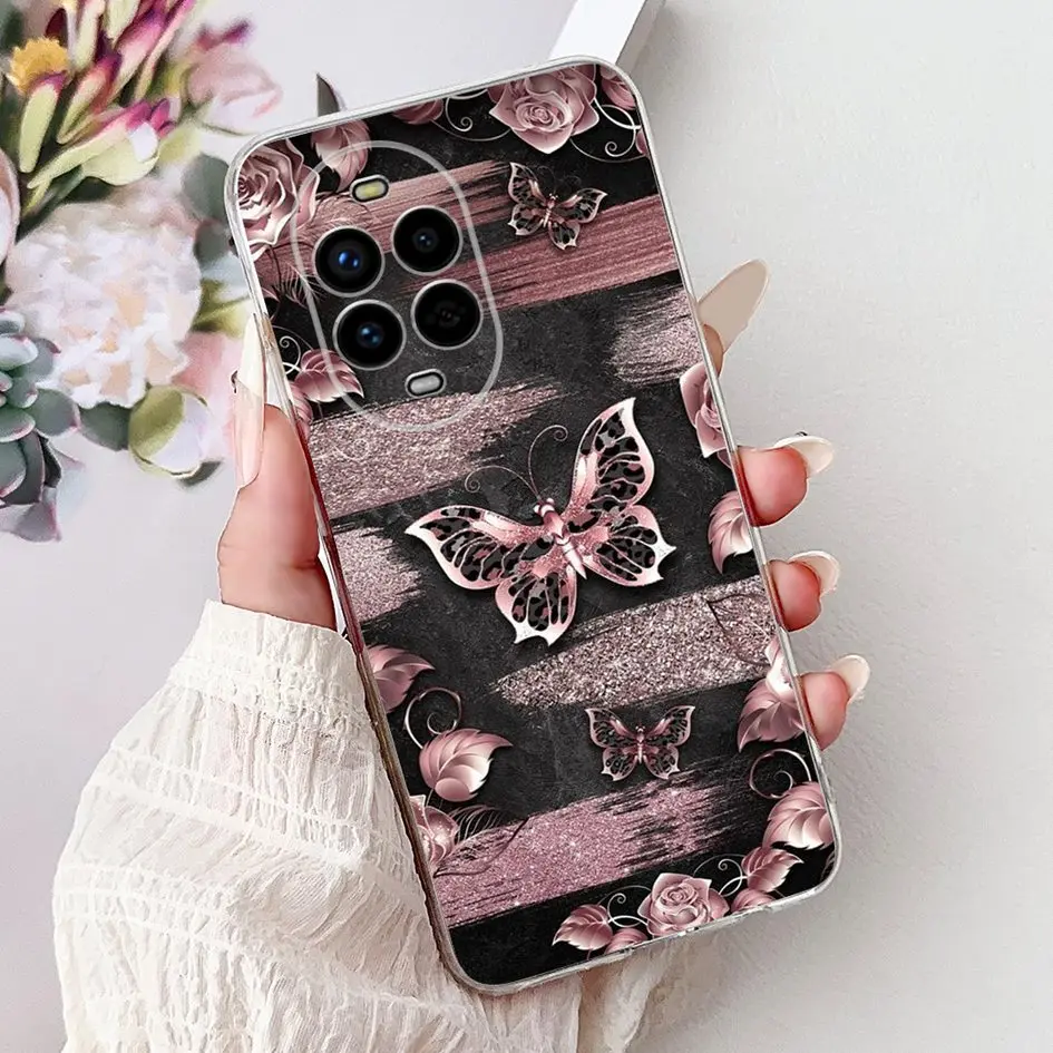 Floral Butterfly Soft Silicone Phone Case - Clear Protective Cover