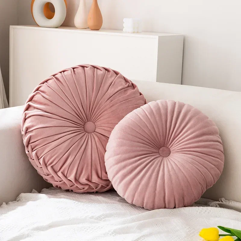 Nordic Ins Pumpkin Pillow Round Pillow Pink Seat Cushion Waist Pillow Living Room Sofa Homestay Decoration Wheels PuTuan