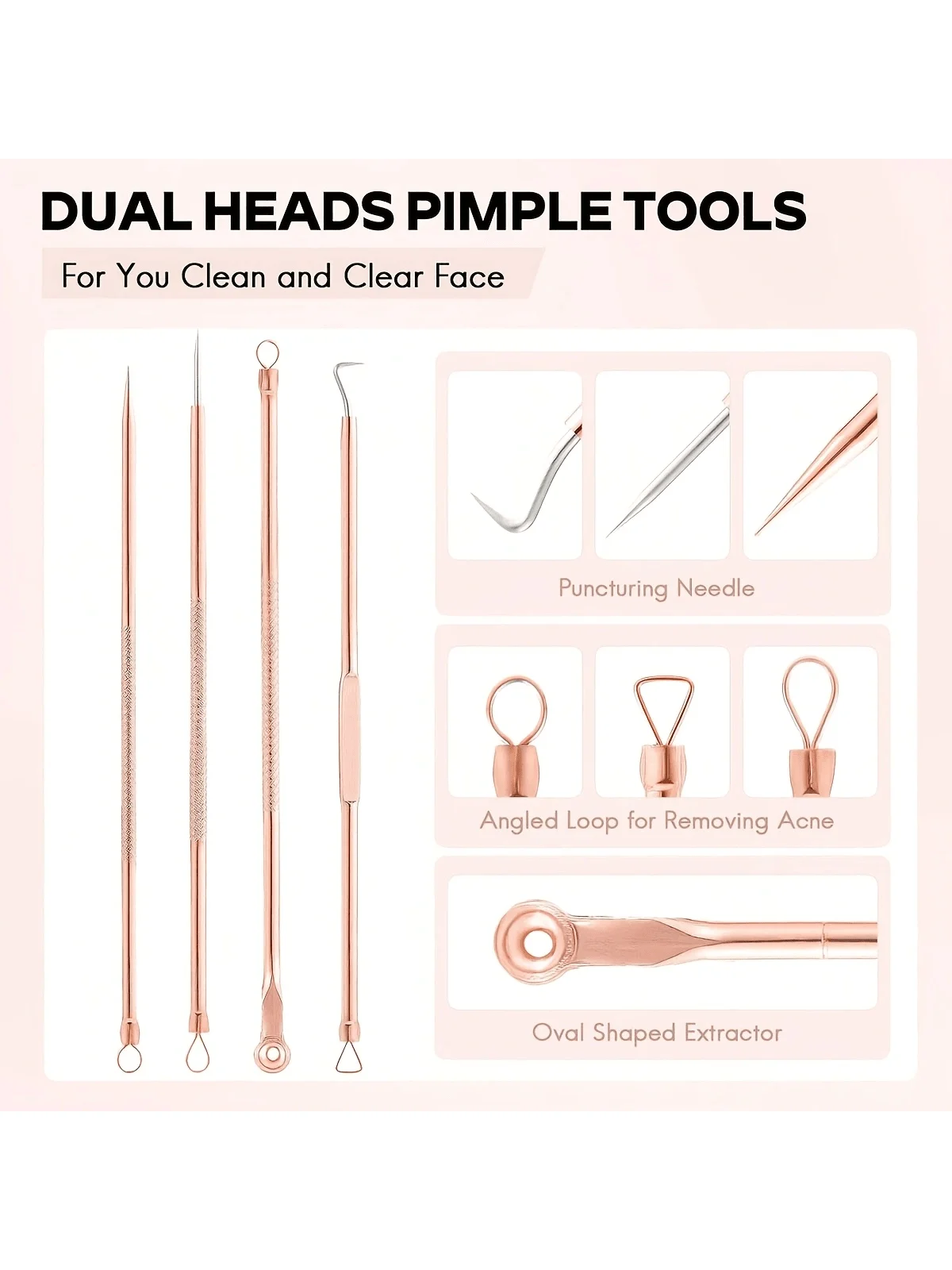 1/4 aiguilles multicolores pour points noirs et imperfections, soin de la peau, soin beauté femme, nettoyant pores, crochets_voghion.com