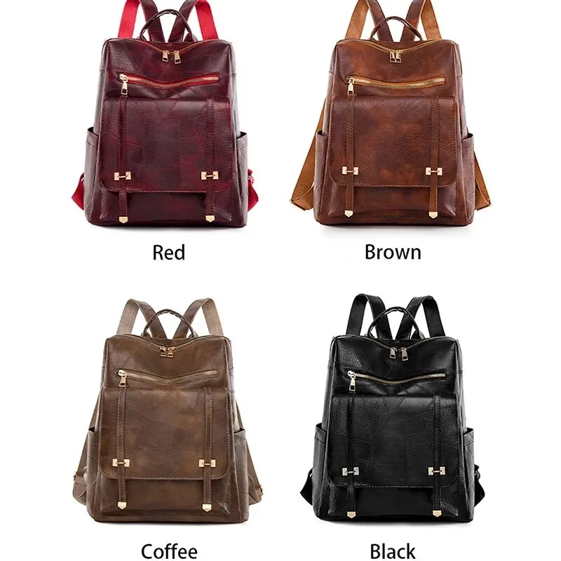 Womens Backpack Vintage Women's Bag Large Capacity Leather Daily Commute Travel