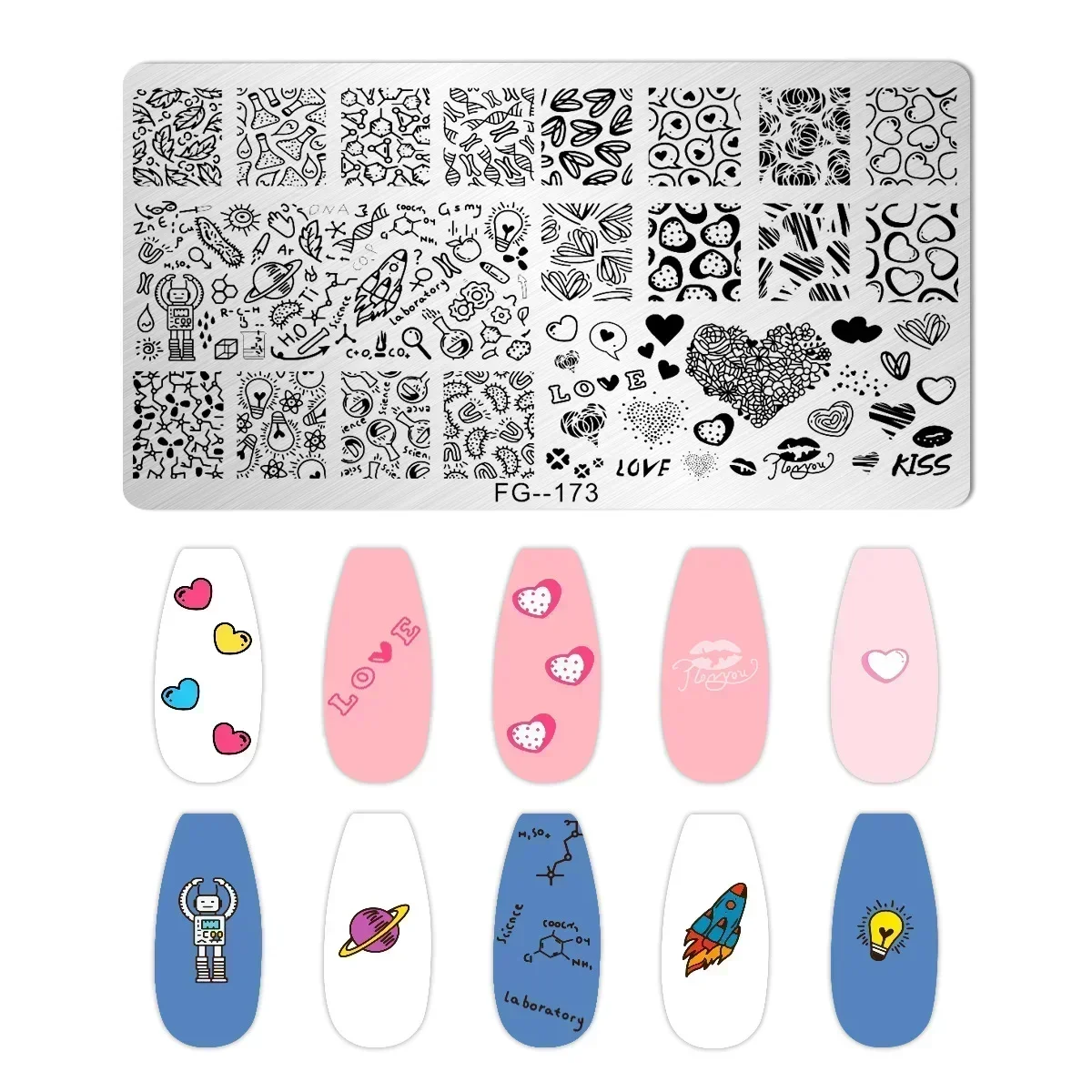1 Piece Wedding Nail Art Stamping Plates Hearts Rose Flowers Design Valentine's Day Nail Art Design Nail Templates 5