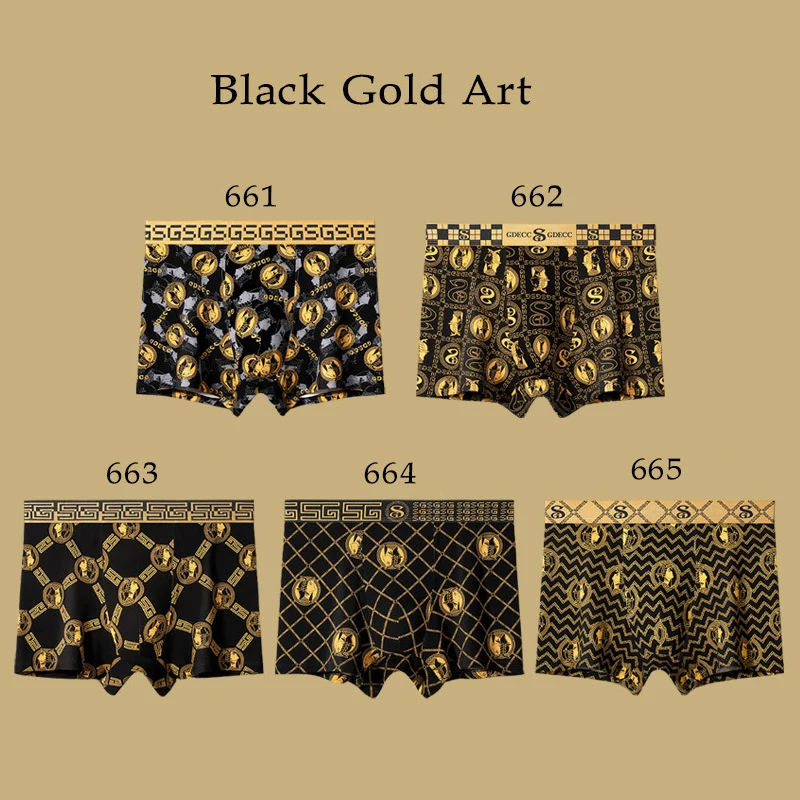 Men's Underwear Cotton Comfortable Mid-Waist Flat Angle Breathable 5A Antibacterial Boxer Briefs 4PCS Bag