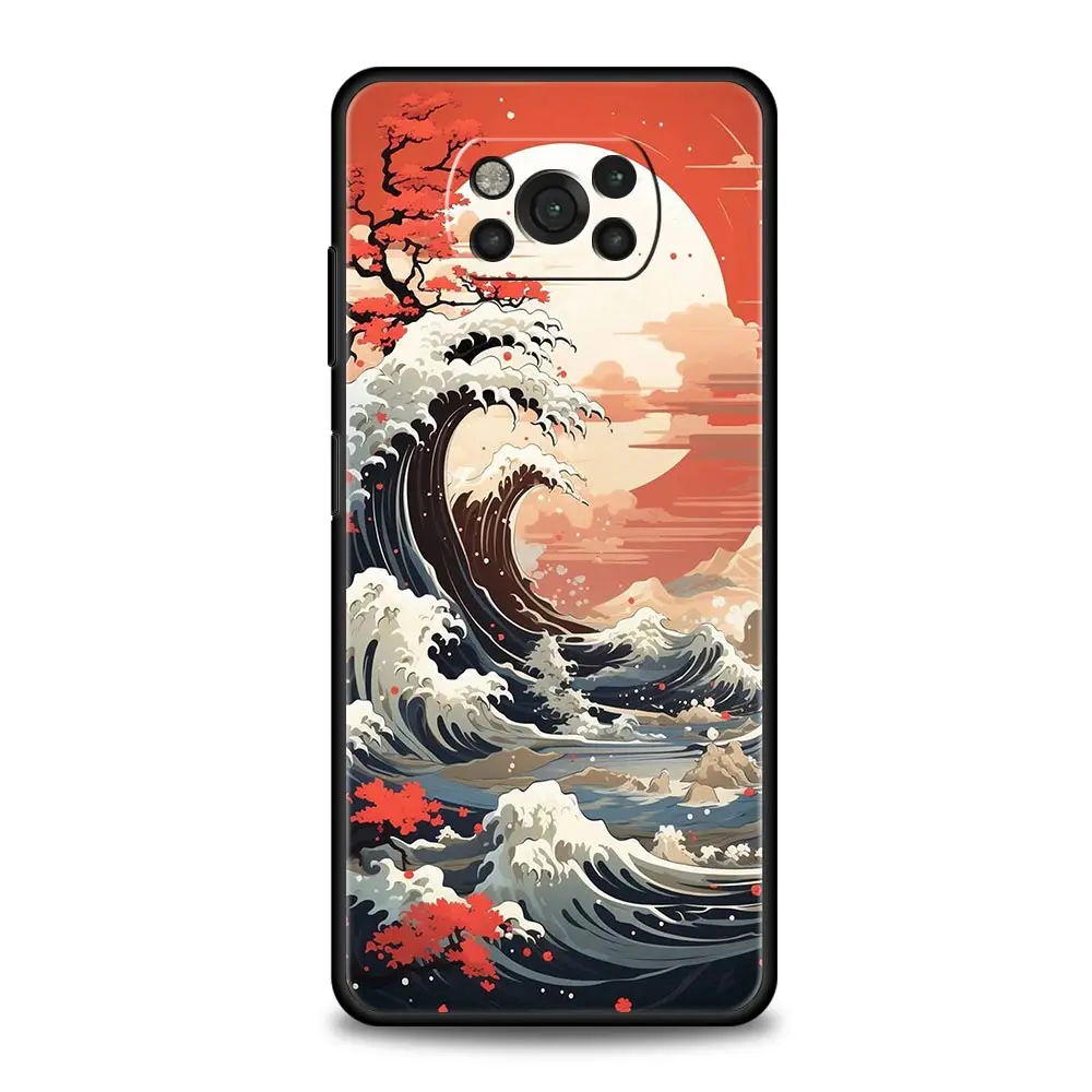 Japanese Landscape Soft Silicone Black Phone Case