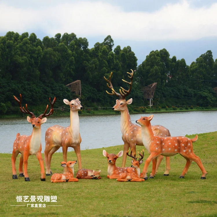 

Outdoor fiberglass sika deer resin elk white deer ornaments, deer sculptures, fiberglass colored painted deer ornaments