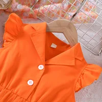 Robe Orange sans manches pour tout-petits, col Blazer avec manches flottantes + jupe en maille Double couche, ludique et El, nouvelle collection printemps et été 3