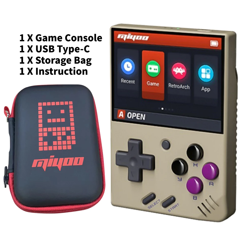 MIYOO MINI Retro Video Game Console 2500 Games Portable Console Retro Arch Linux System Pocket Handheld Game Player Gift & Bag 