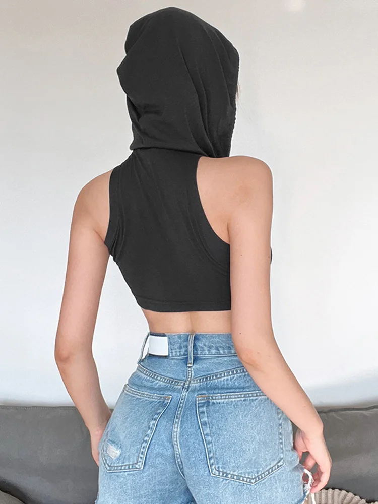 Top a collo alto senza maniche sexy da donna T-shirt estiva tinta unita canotta basic Y2K Top a collo alto Pullover Slim Fit Canotta aderente Canotta leggera T-shirt Streetwear 2025, Nero