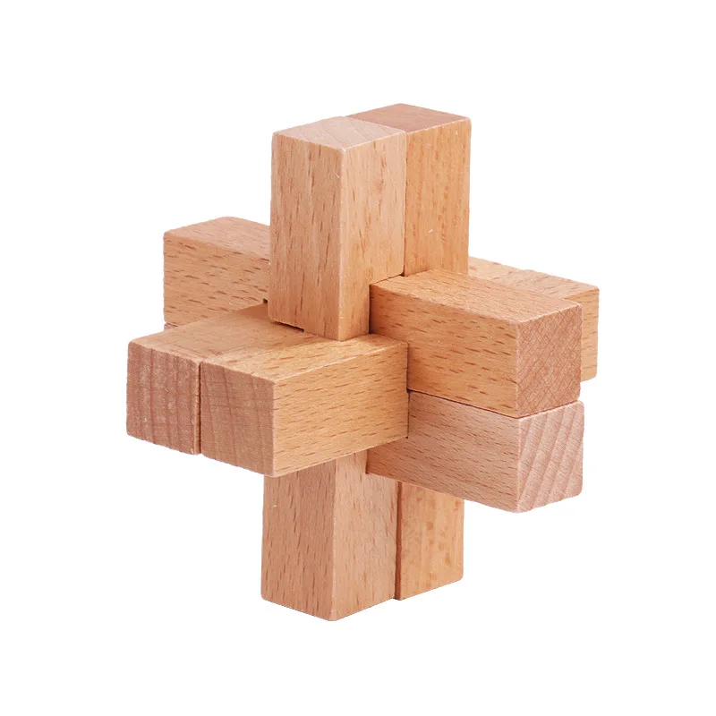 Fidget Toys Wooden Kongming Luban Lock 3D Brain Teaser Puzzle Office Decompression Adult Gift Kids Ball
