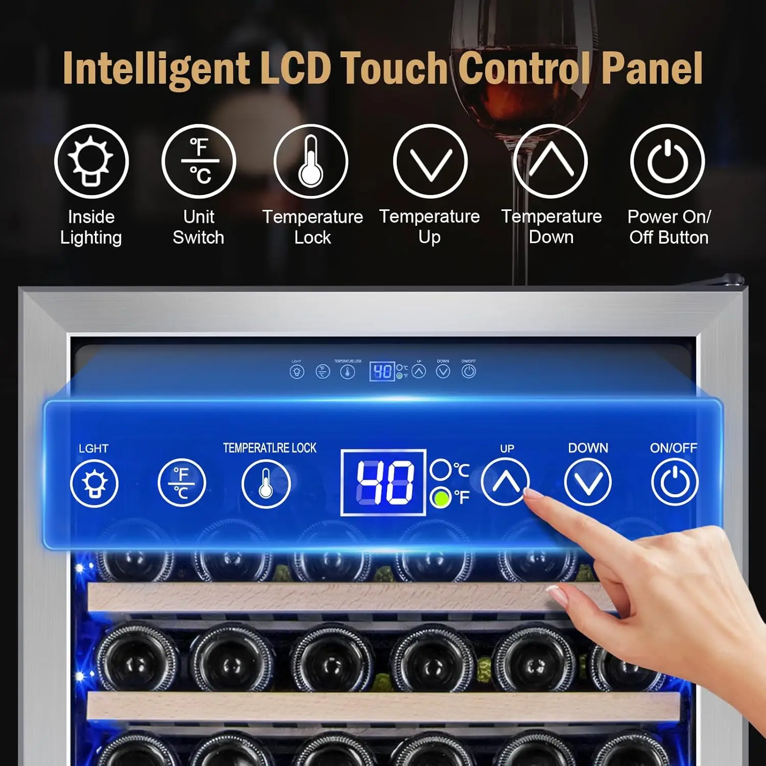 Fridge Freestanding,173 Bottles 24 Inch Wine Cooler Refrigerator, Tall Wine Fridge with Compressor Low Noise Fast Cooling