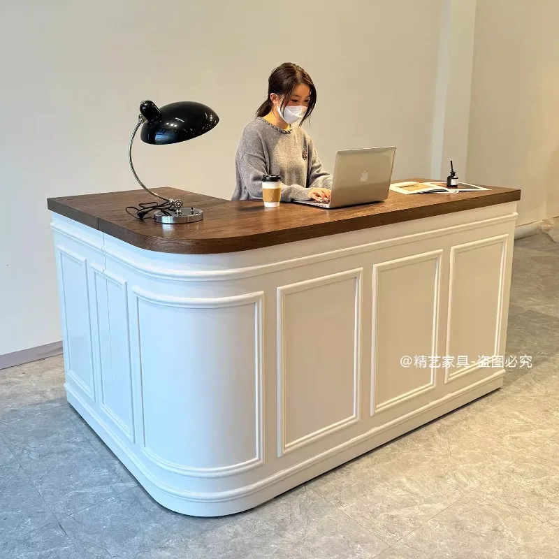Simple checkout page clothing store paint bar medical beauty front desk milk tea shop French counter company reception desk cust