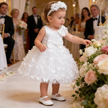 White Butterfly Baby Princess Dress 1
