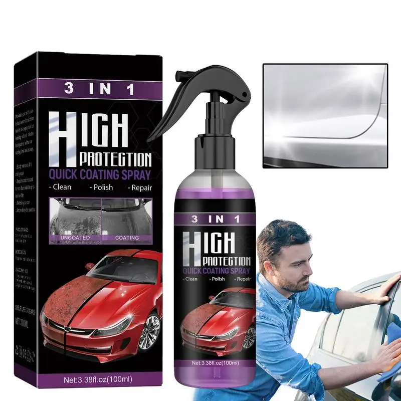 3 in 1 High Protection Car Spray Protective High Gloss Car Repair Coating Quick Coat Car Wax Polish Spray 100ml Refurbish Agent