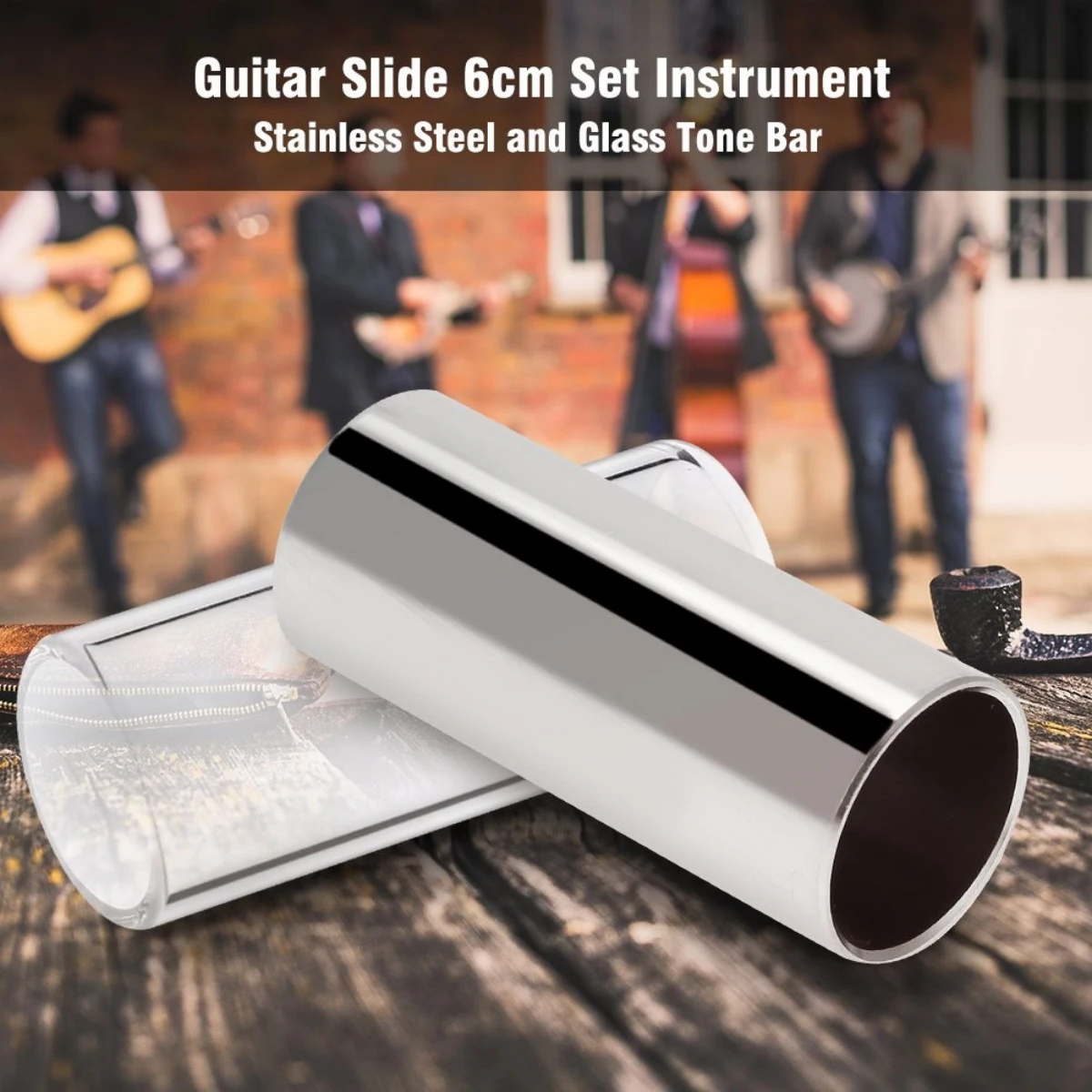 Guitar Slide Miwayer Slider 60MM High Guitar Slide Bar Stainless Steel Metal/Glass Finger Slides for Ukulele Guitar