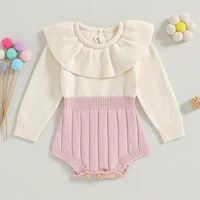 MISOWMNJOY Cute Baby Girls Knitted Romper Winter Newborn Sweater Bodysuit Princess Long Sleeve Jumpsuits Infant Clothes Knitwear 1