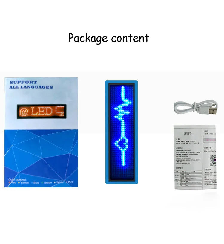 Bluetooth LED Name Badge DIY Programmable Scrolling Message Board Multi-language Mini LED Tag Pattern Display for Party Meeting