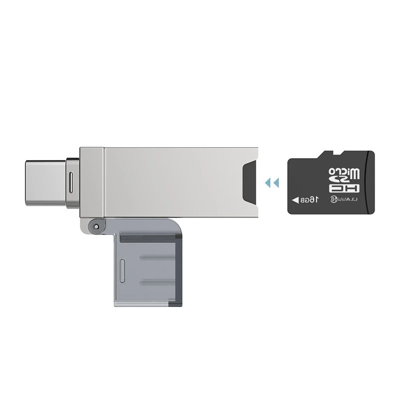 CR006 Zinc Alloy Card Reader Type C SD/TF USB Flash Disk Support 256G Multi Memory Card Reader For Computers Phones
