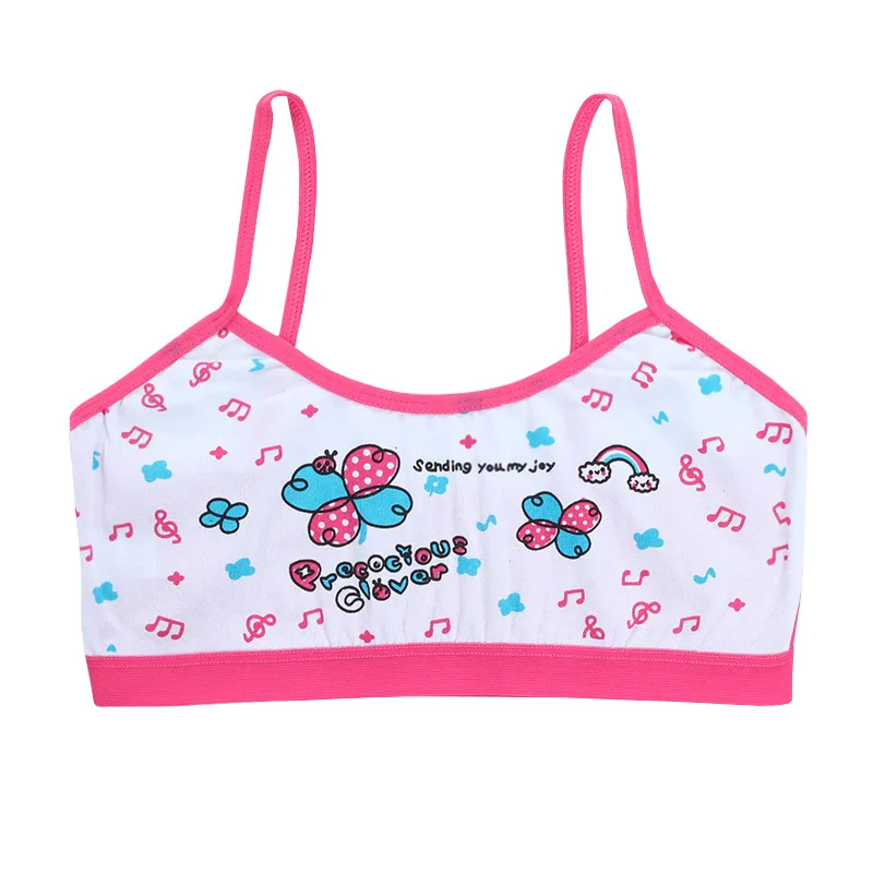 Teenage Girls Training Bras Cartoon Panda/Flower Print Young Children Purbery Student Tube Tops