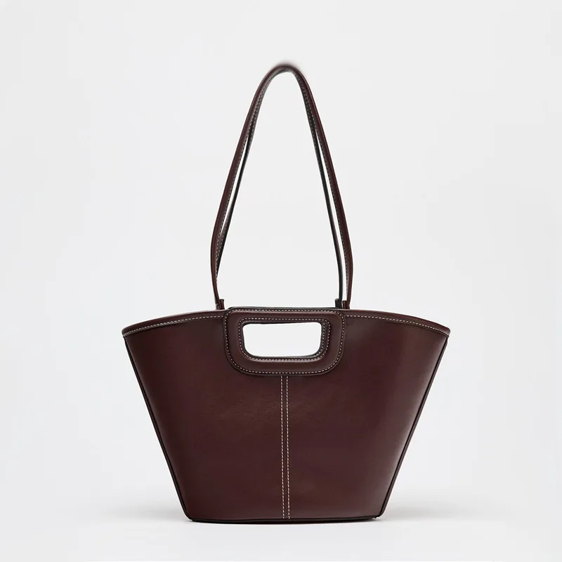 New Fashion Handheld Large Capacity Bucket Bag Popular Merade Color System Simple Single Shoulder Crossbody Tote Bag