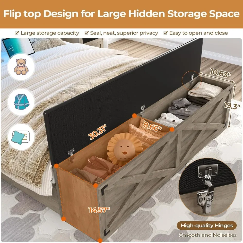 Farmhouse Queen Storage Bed with LED 5