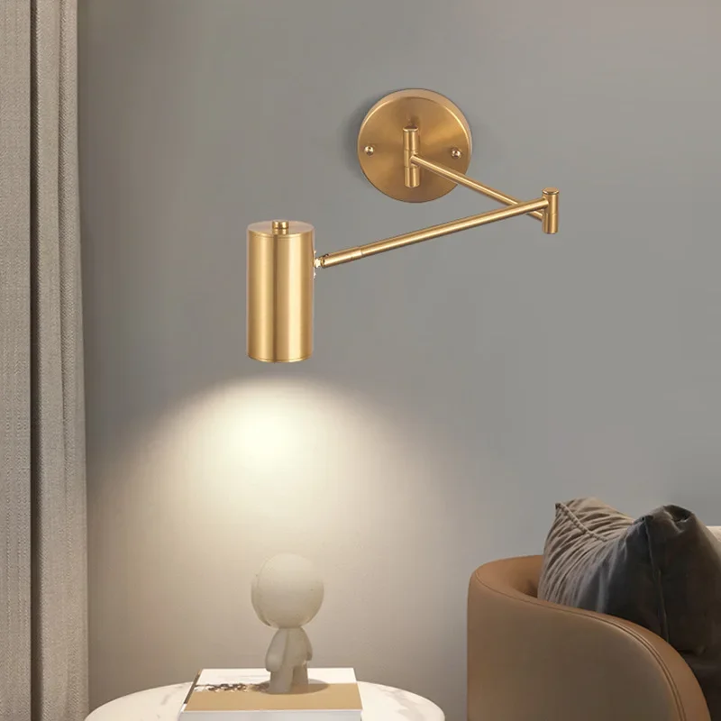 Nordic Simple Single Rocker Arm Hotel Room Studio Bedroom Study Form Reading Folding Telescopic Wall Light