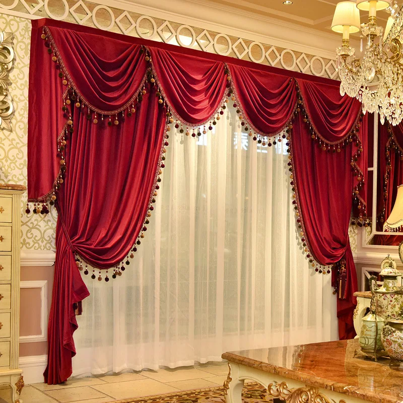 Europeanstyle Velvet Curtains Valance Curtain Head for Living Room