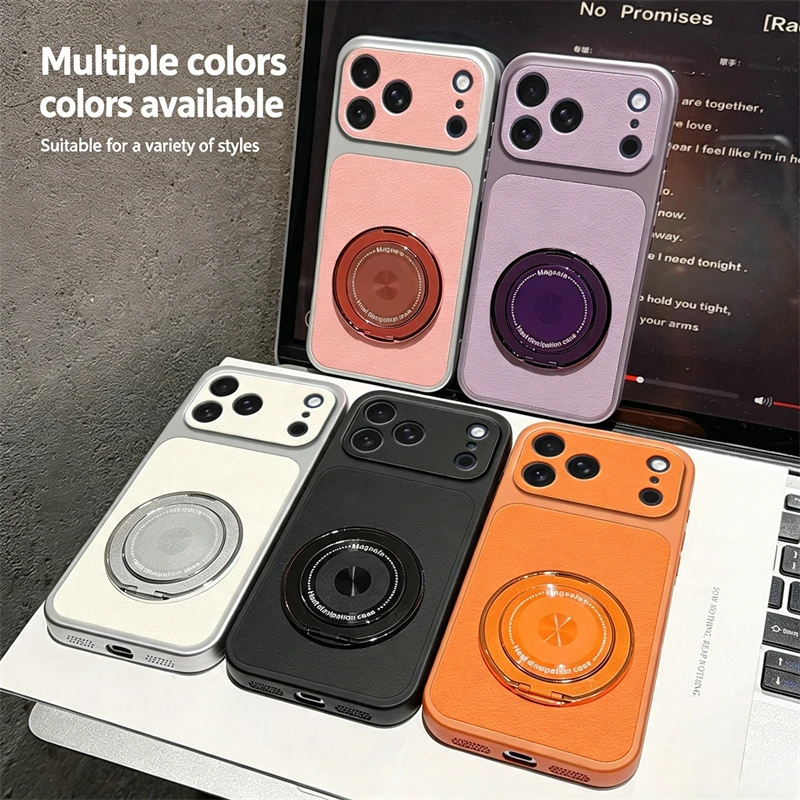 Leather Magnetic Phone Case with Stand and Holder Feature