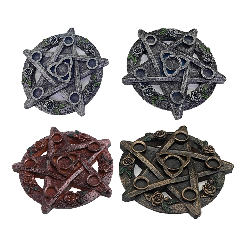 

Astrology Star Resin Candlestick Pentacle Altar Plate Divination Cup Holder