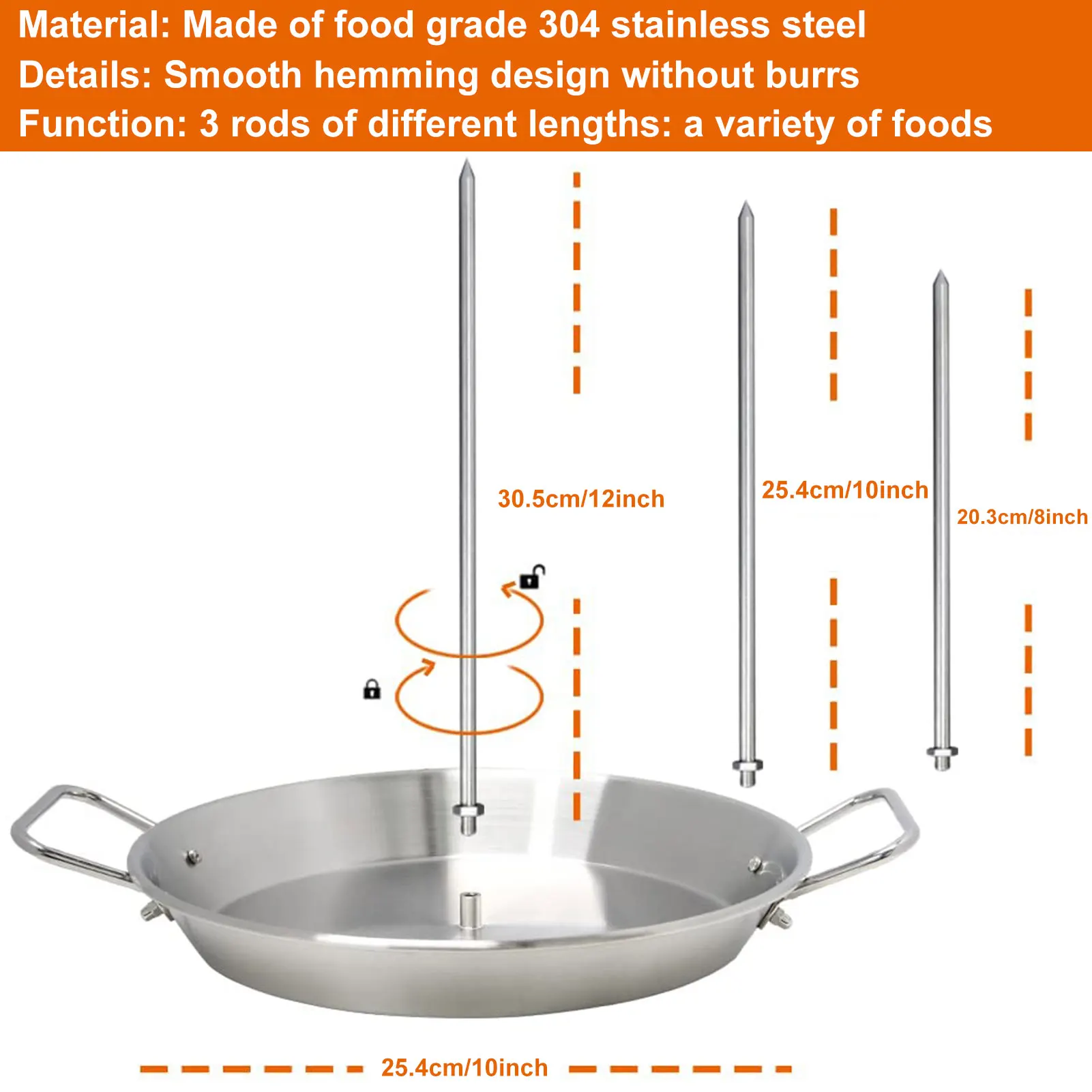 BBQ Vertical Skewer Stand Stainless Steel Grilling Stand Rack-Removable Brazilian Barbecue Skewer Stainless Steel Meat