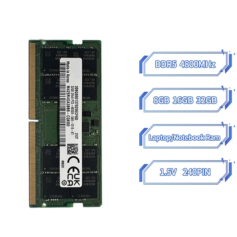 

Notebook Ram DDR5 8GB 16GB 32GB 4800MHz SO-DIMM 262pin for Laptop Notebook Computer Memory Dual Channel RAM ddr5