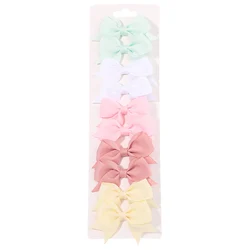Set of 10 Handmade Solid Color Ribbon Bow Hair Clips for Kids - Festive Hair Accessories (2640 - 3)