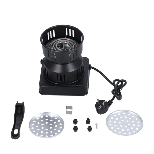 Hookah Charcoal Stove Black EU Plug 220V Hookah Charcoal Heat Resistant Intelligent Heat Control for Outdoor for Indoor