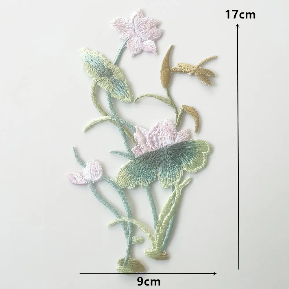 자수 꽃 아플리케 패브릭 칼라 웨딩 드레스 청바지 DIY 의류 장식 공예용 아이언 온 패치