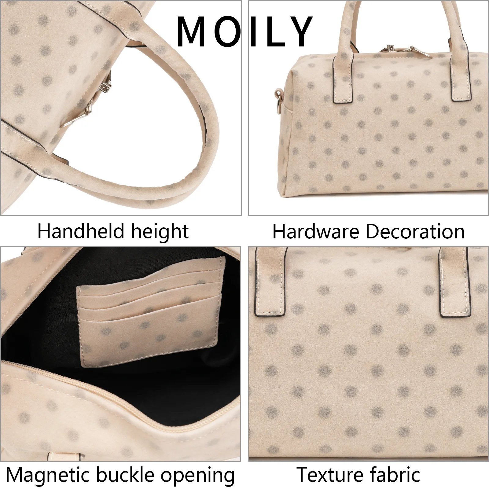 Polka Dot Pillow Bag Dachshund Underarm Shoulder Bag Causal Handheld Purse Polka Dot Crossbody  Purse for Work Travel