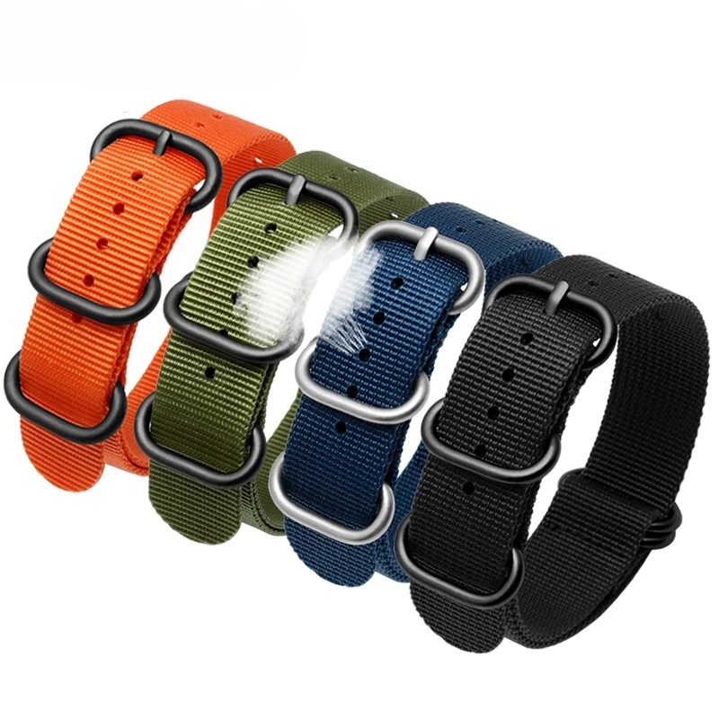 Heavy Duty Nylon and Metal Buckle Watch Strap - Khaki Army Green Canvas Bracelet