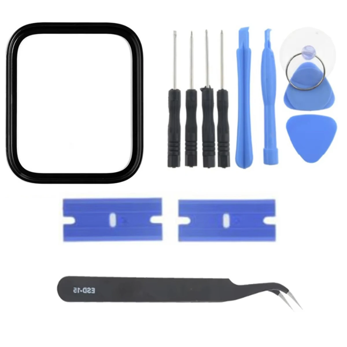 Glass Screen Replacement Touch Screen Digitizer Replacement Watch Digitizer Glass Replacement Optical Clear Adhesive Film Front Outer Glass Lens with OCA glue + Repair kit For Apple Watch Series 2 3 4 5 6 7 SE Screen Panel Glass Parts
