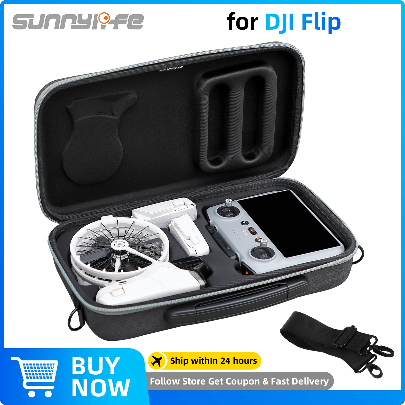 Sunnylife Portable Carrying Case for DJI Flip Lightweight Protective Cover Shockproof Storage Bag Drone Remote Box Accessories