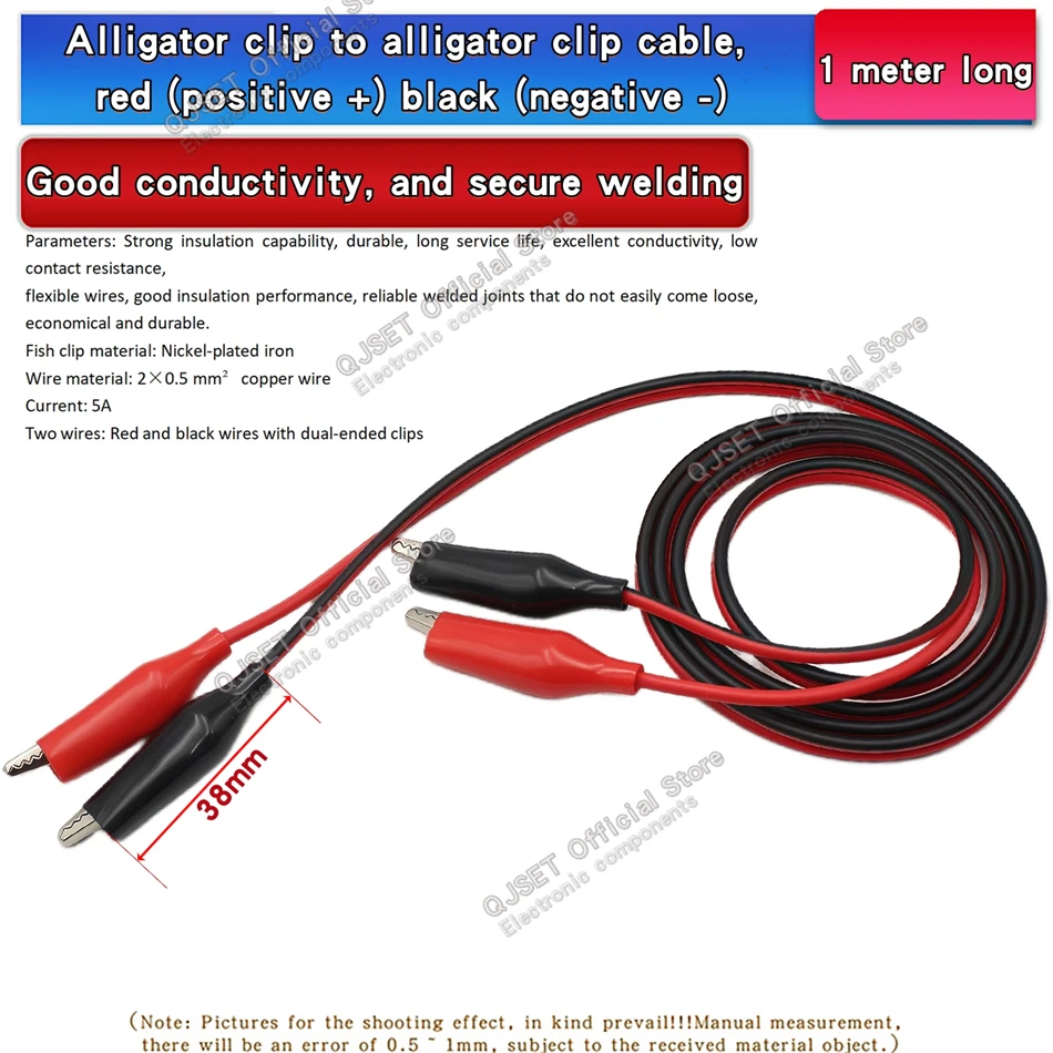 1set 1M Krokodilklemme Rot/Schwarz Isolierte Messleitung Dual-Ended Krokodilklemme Jumper Kabel Elektrische Klemme Power Test Kabel – Detail 5