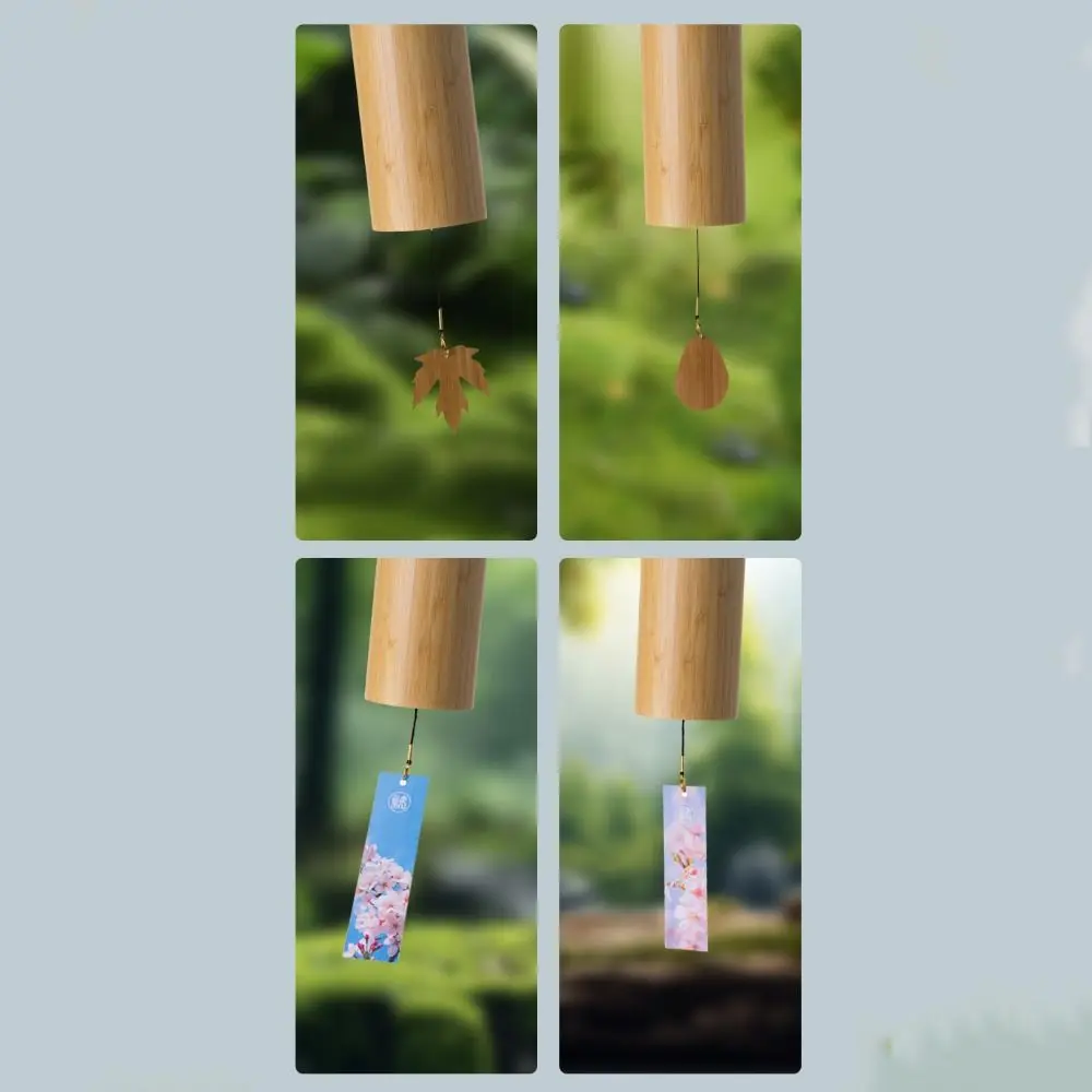 Landscape Decor Handmade Bamboo Wind Chimes Hand Cranked Simple Musical Windchime Antique Yard Pendant Outdoor