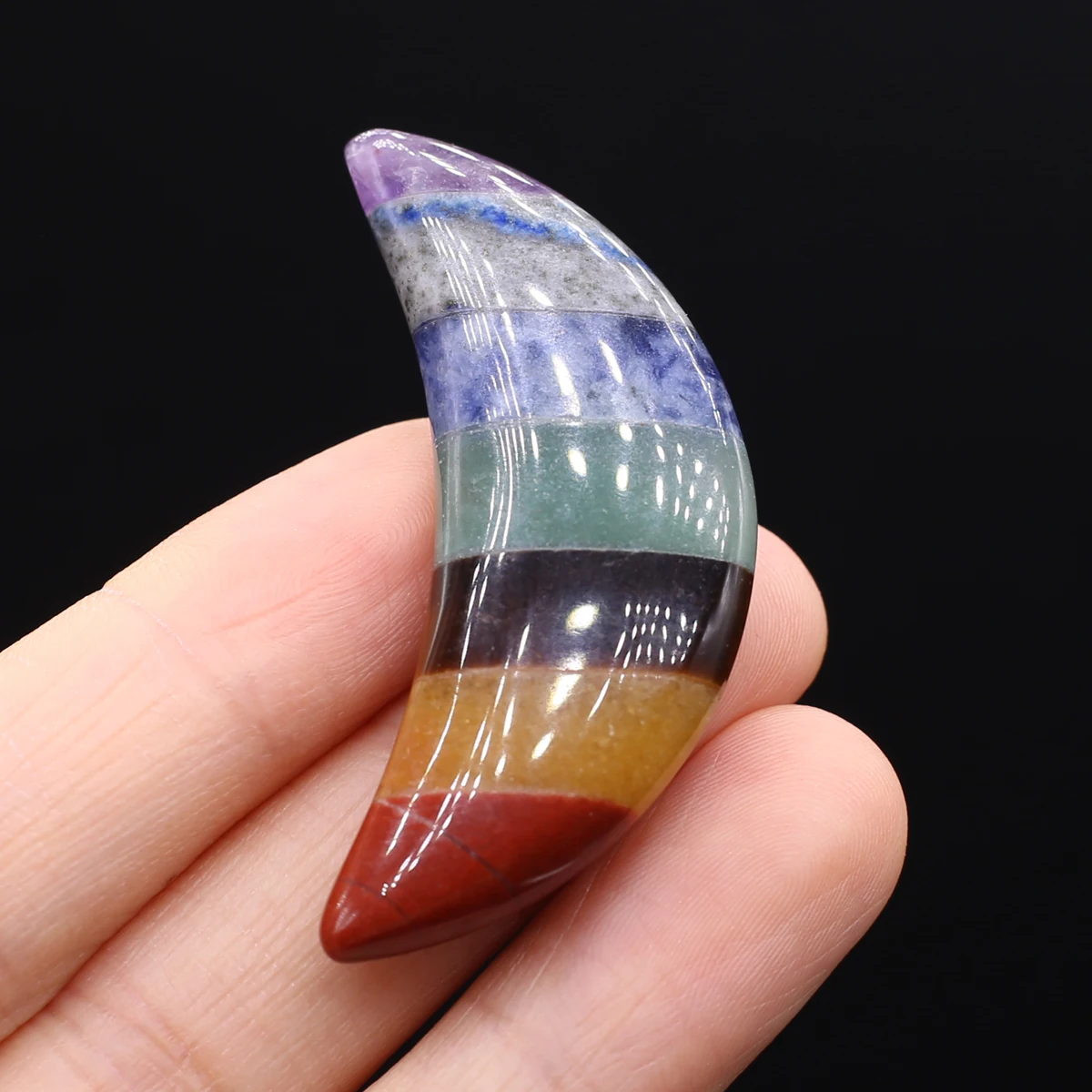 

21x48mm Crescent shape Natural Seven Chakras Stone Bead Agates Loose Beads Healing Reiki for Making DIY Jewerly Collection Gifts