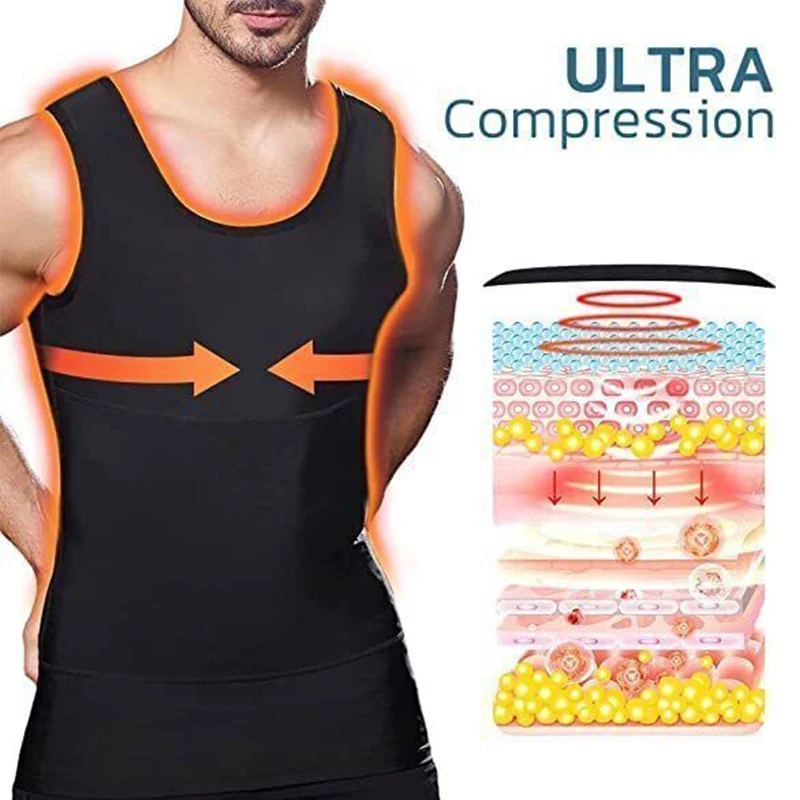 CGTFY Gynecomastia Compress Tank Top Men Slimming Body Shaper Vest Athletic Vest for Bodybuilding Man Compression Shirt Vest