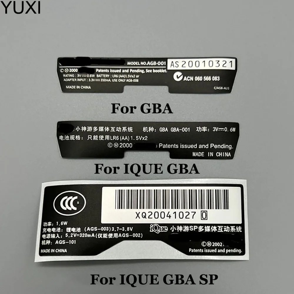 

YUXI 1Set New Lables Back Stickers Replacement Label Sticker For GBA GBA SP Game Console For IQUE GBA IQUE GBA SP