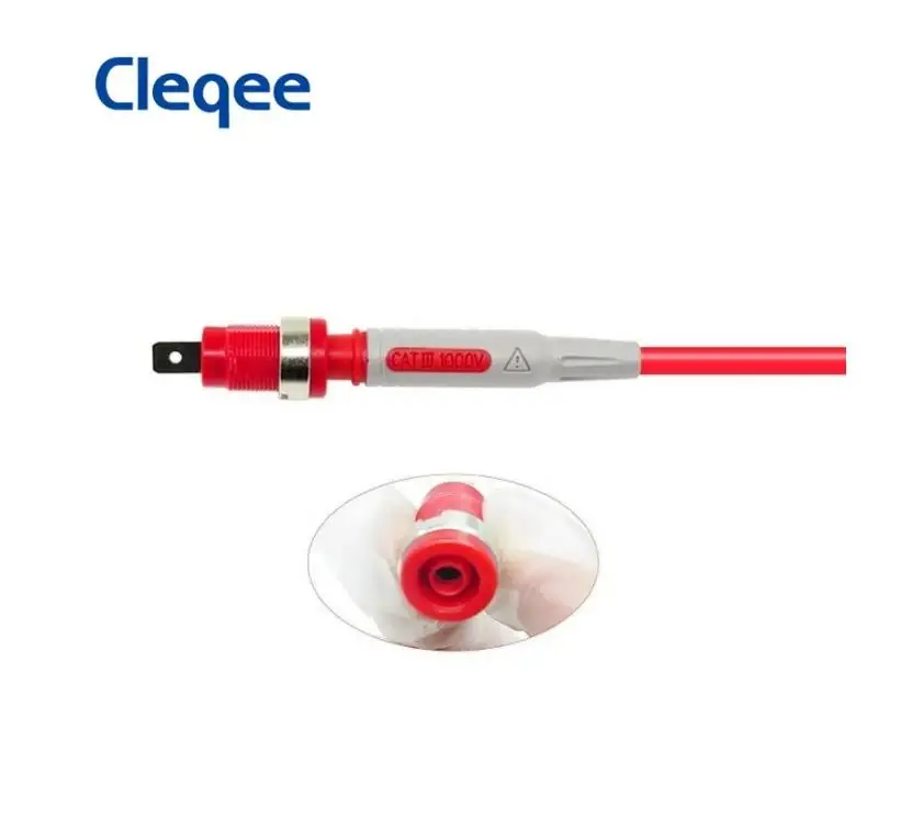 2PCS Cleqee P1032 Dual 4mm Sheathed Banana Plug Multimeter Test Lead Doublel Ended Copper Plug PVC Cable 1000V 15A 100cm Wire banana plug alligator clip cable